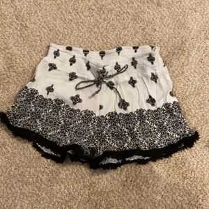 Printed, Fringed Shorts